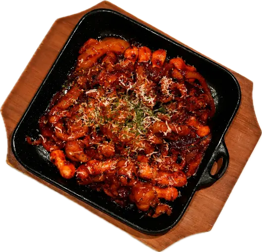 눈꽃치즈 무뼈닭발 + 김가루주먹밥 — 메뉴